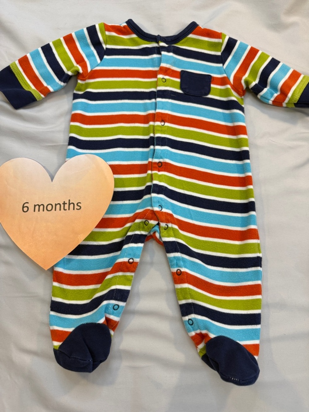 Offspring Multicolor Striped Footed One-Piece with Navy Trim